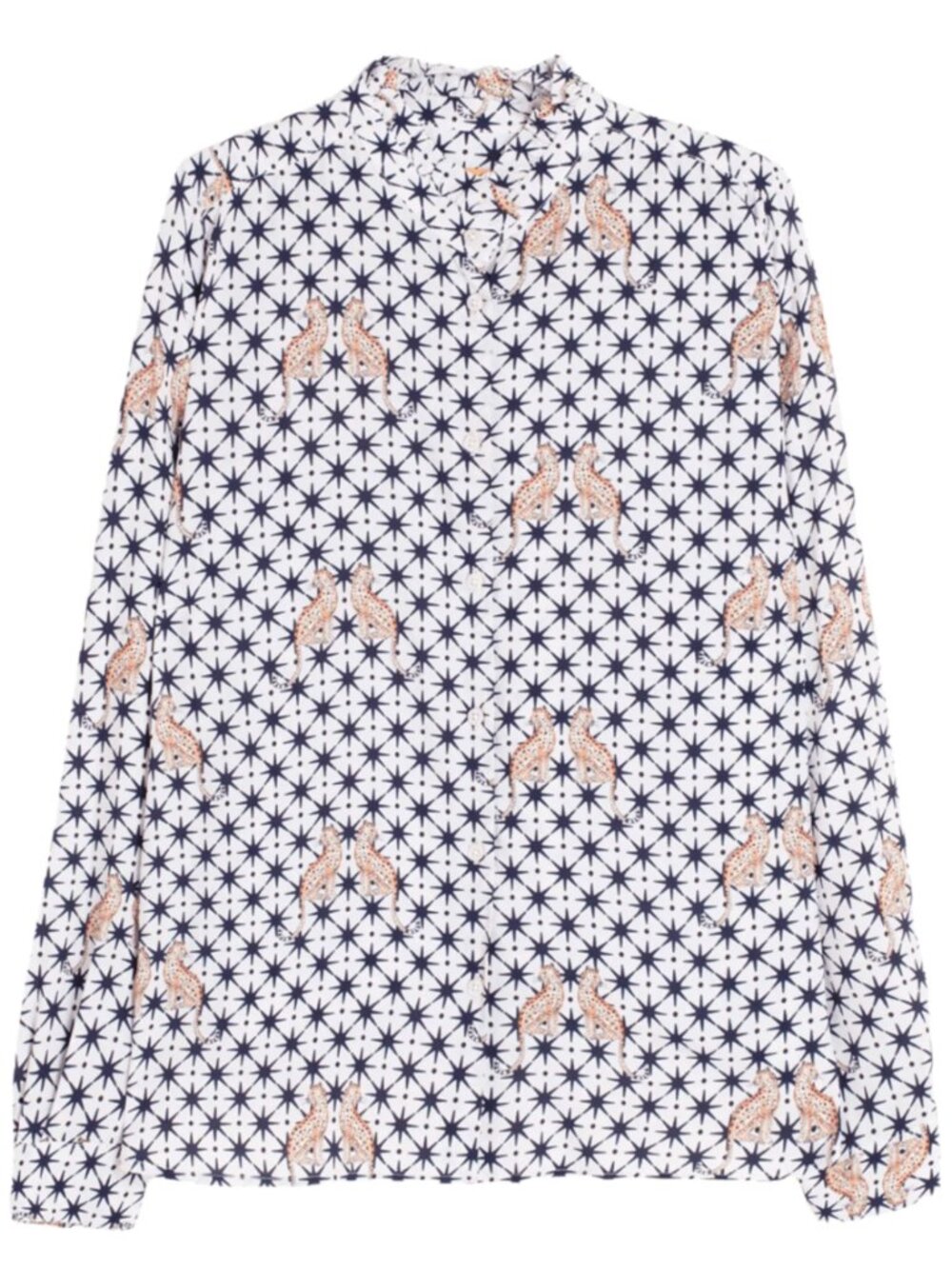 Vilagallo Navy Geometric Leopard Print Shirt Size 44